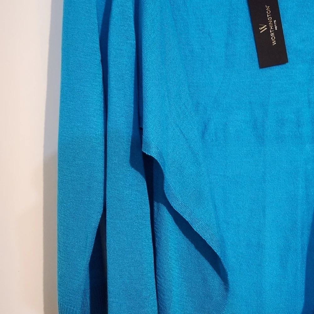 Worthington Vibrant Blue Women's Long Sleeve Open Front Cardigan LP